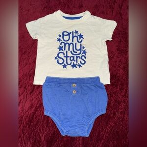 Cat & Jack Blue and White Star Print Diaper Cover Set